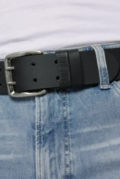 Gürtel aus Leder mit Doppeldornschließe black