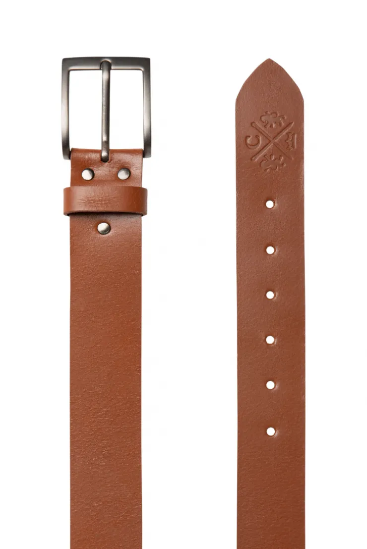 Gürtel aus Leder mit Logo-Prägung cognac