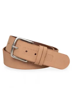 Gürtel aus Leder mit Logo-Prägungen beige