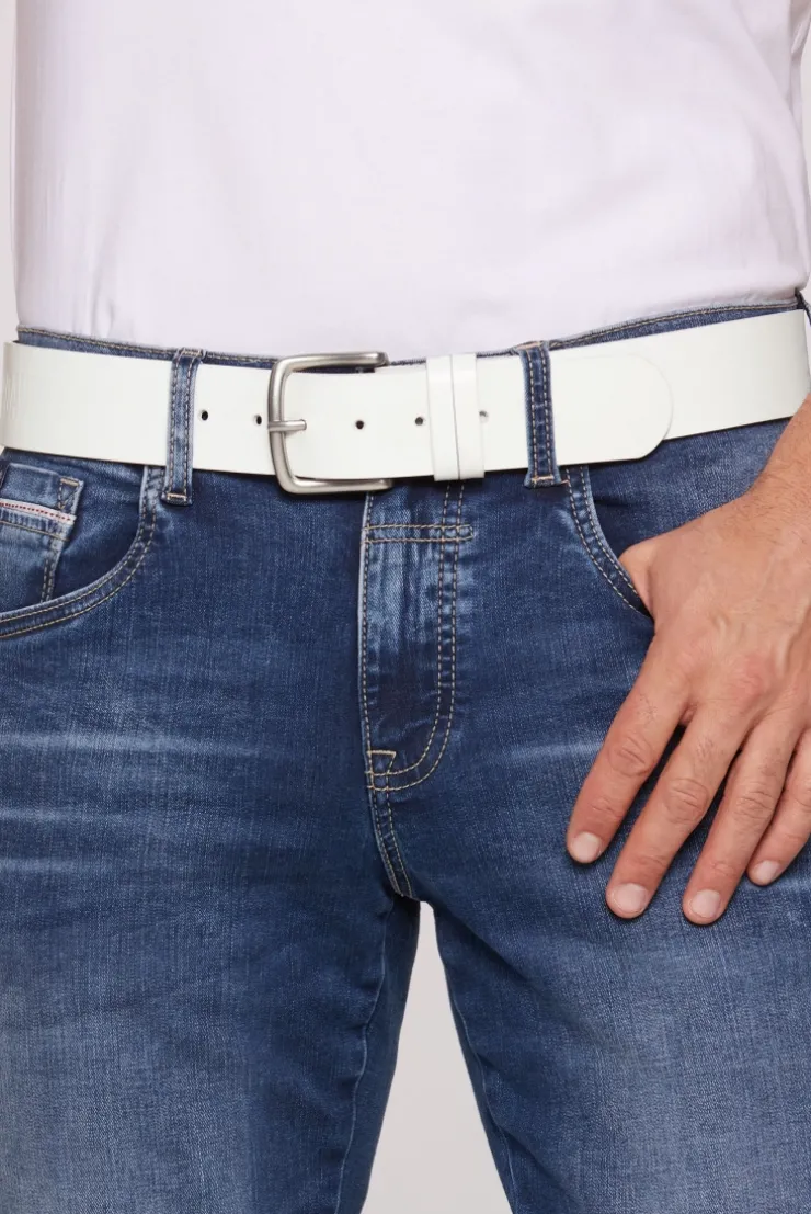Gürtel aus Leder mit Logo-Prägungen white