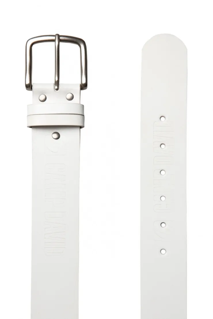 Gürtel aus Leder mit Logo-Prägungen white
