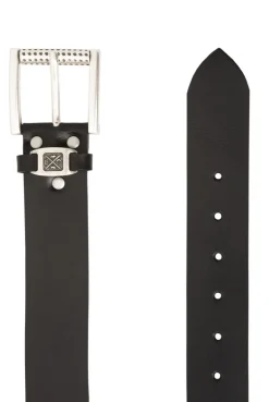 Gürtel aus Leder mit Metall-Logo black