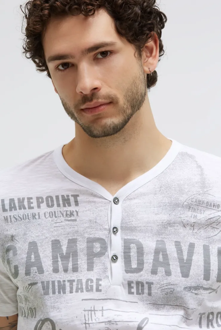 Henley-Shirt mit Frontprint opticwhite