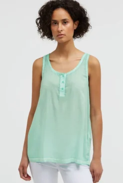 Henley-Top Oil Dyed mit Rückenprint french mint