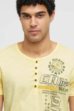Henley-T-Shirt mit Print und Stickereien lemon juice