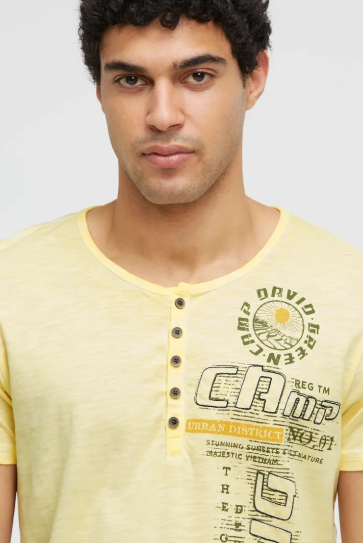 Henley-T-Shirt mit Print und Stickereien lemon juice