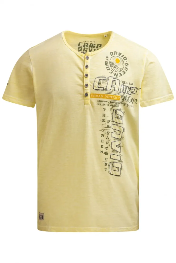 Henley-T-Shirt mit Print und Stickereien lemon juice
