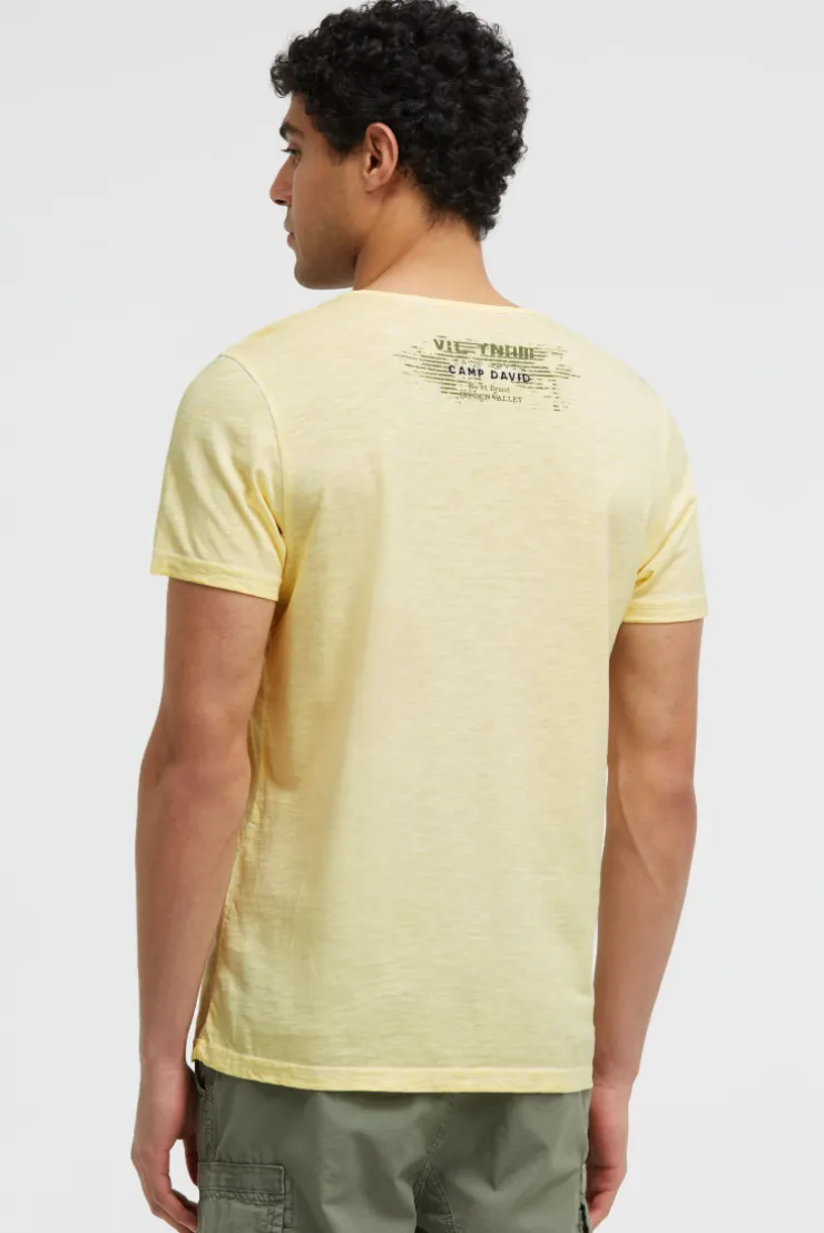 Henley-T-Shirt mit Print und Stickereien lemon juice