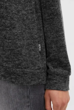 Hoodie aus Flauschstrick black melange