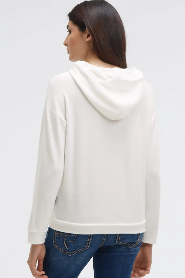 Hoodie aus Flauschstrick ivory
