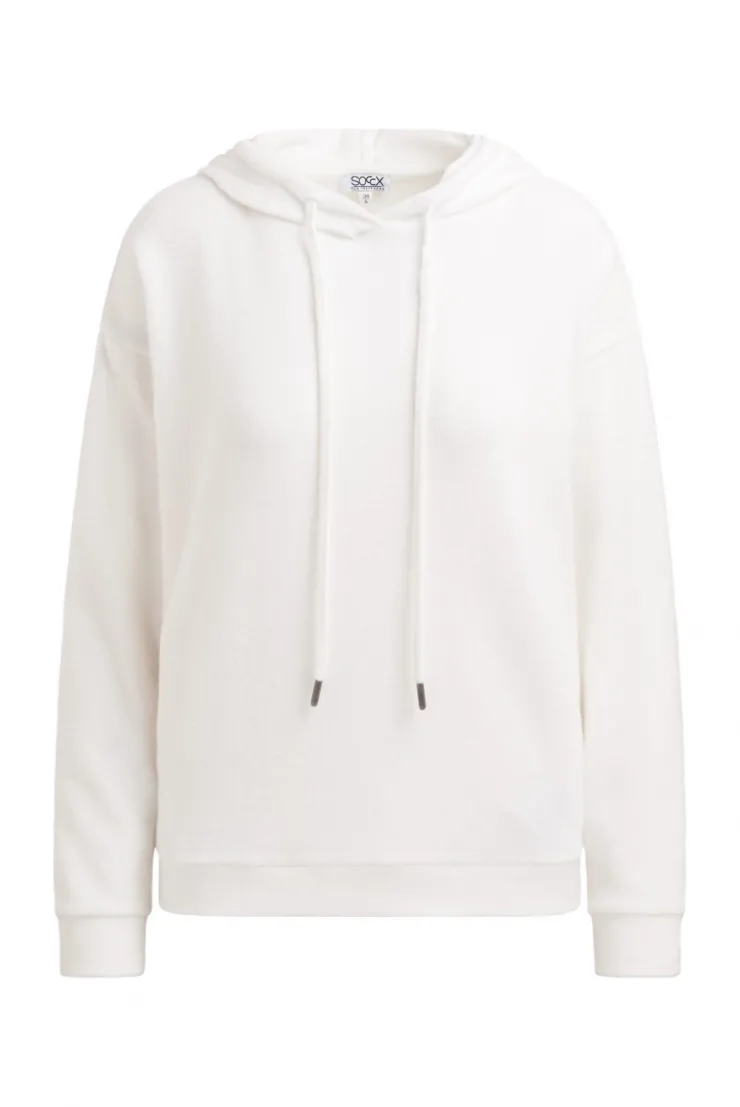 Hoodie aus Flauschstrick ivory
