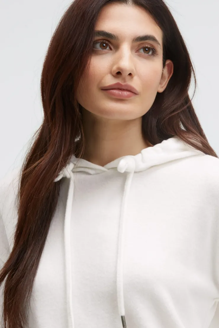 Hoodie aus Flauschstrick ivory
