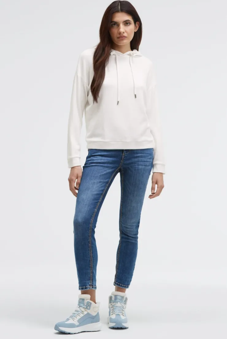 Hoodie aus Flauschstrick ivory