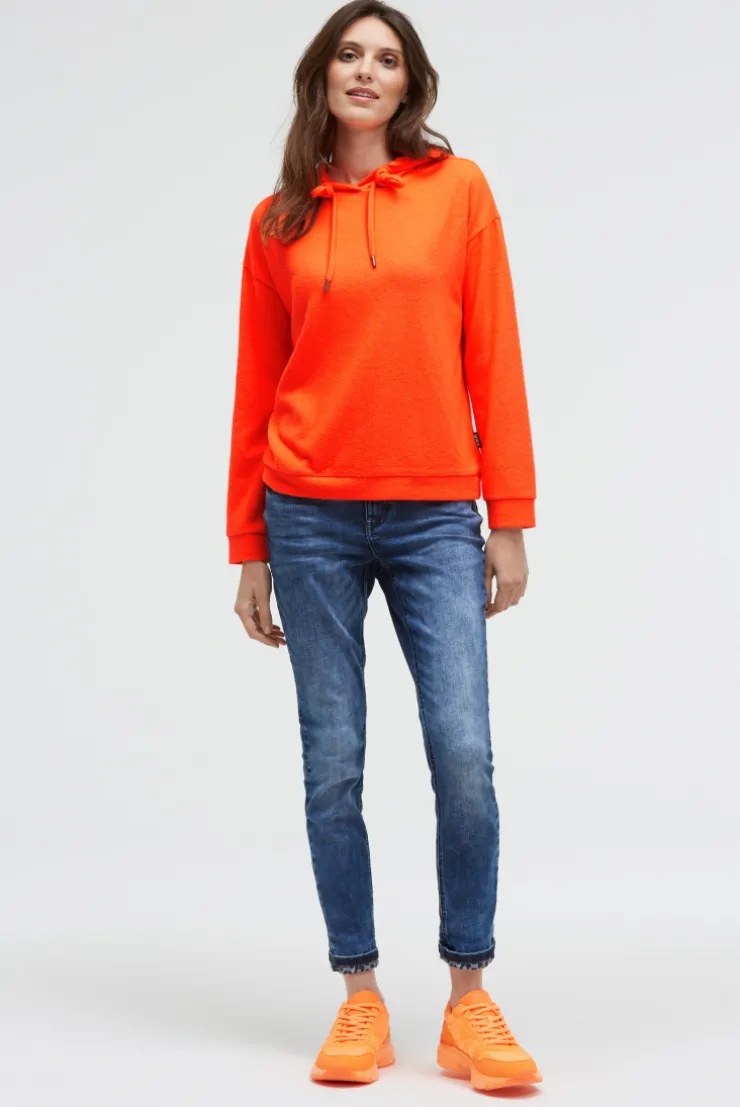 Hoodie aus Flauschstrick neon orange