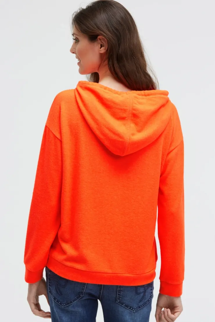 Hoodie aus Flauschstrick neon orange