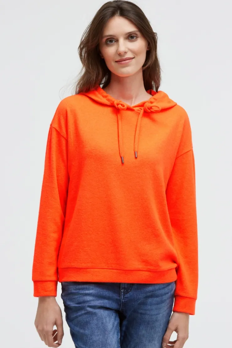 Hoodie aus Flauschstrick neon orange