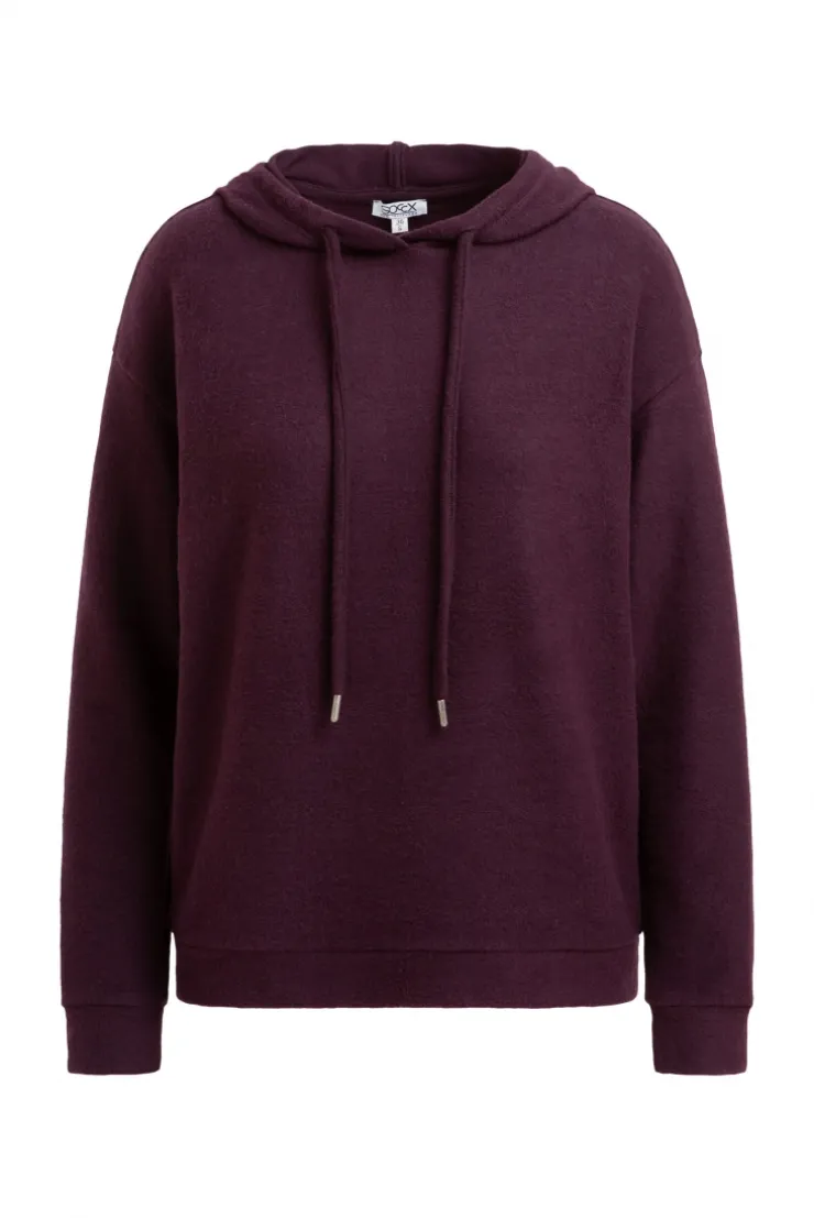 Hoodie aus Flauschstrick night plum