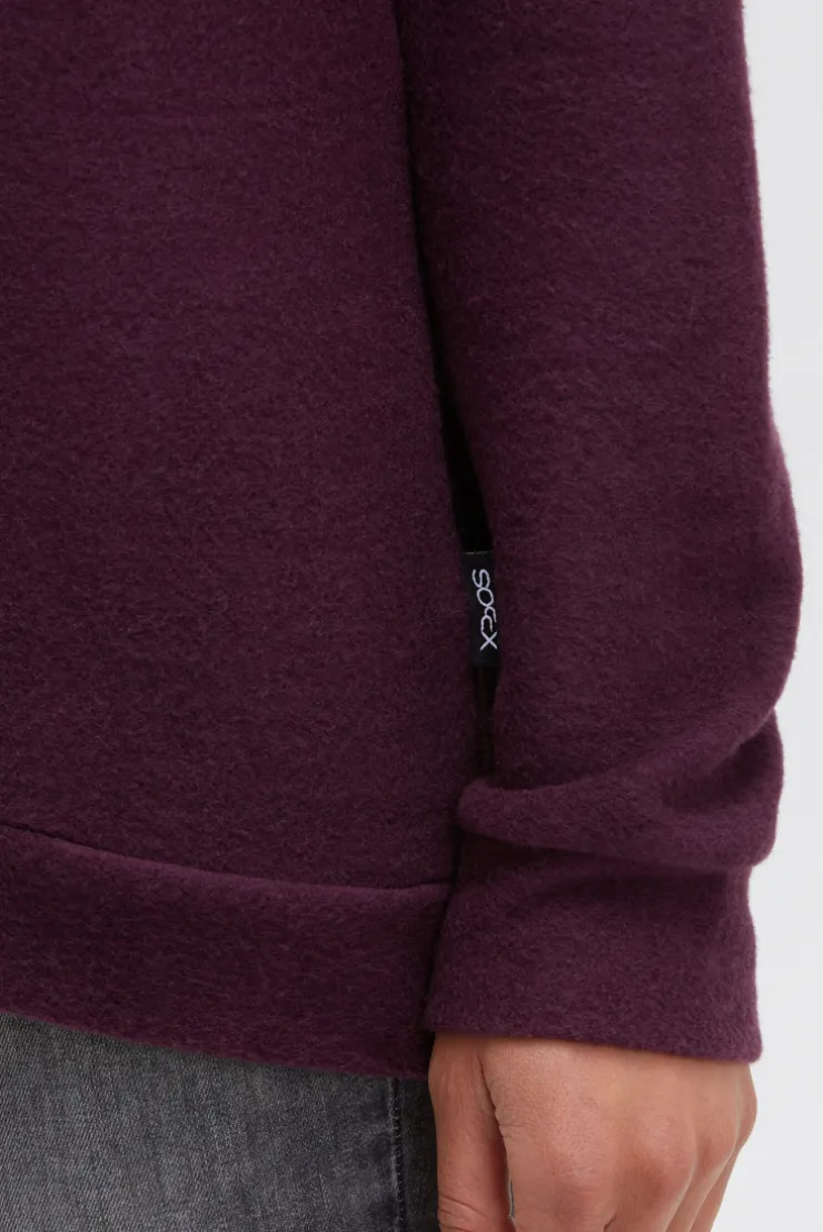 Hoodie aus Flauschstrick night plum