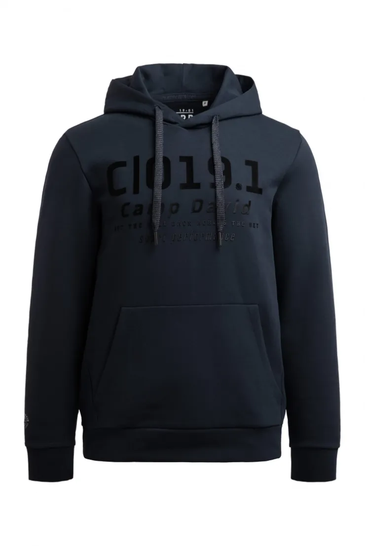 Hoodie aus Interlock mit Frontprint blue navy