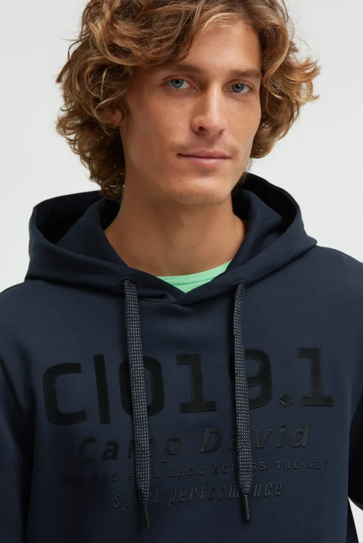 Hoodie aus Interlock mit Frontprint blue navy