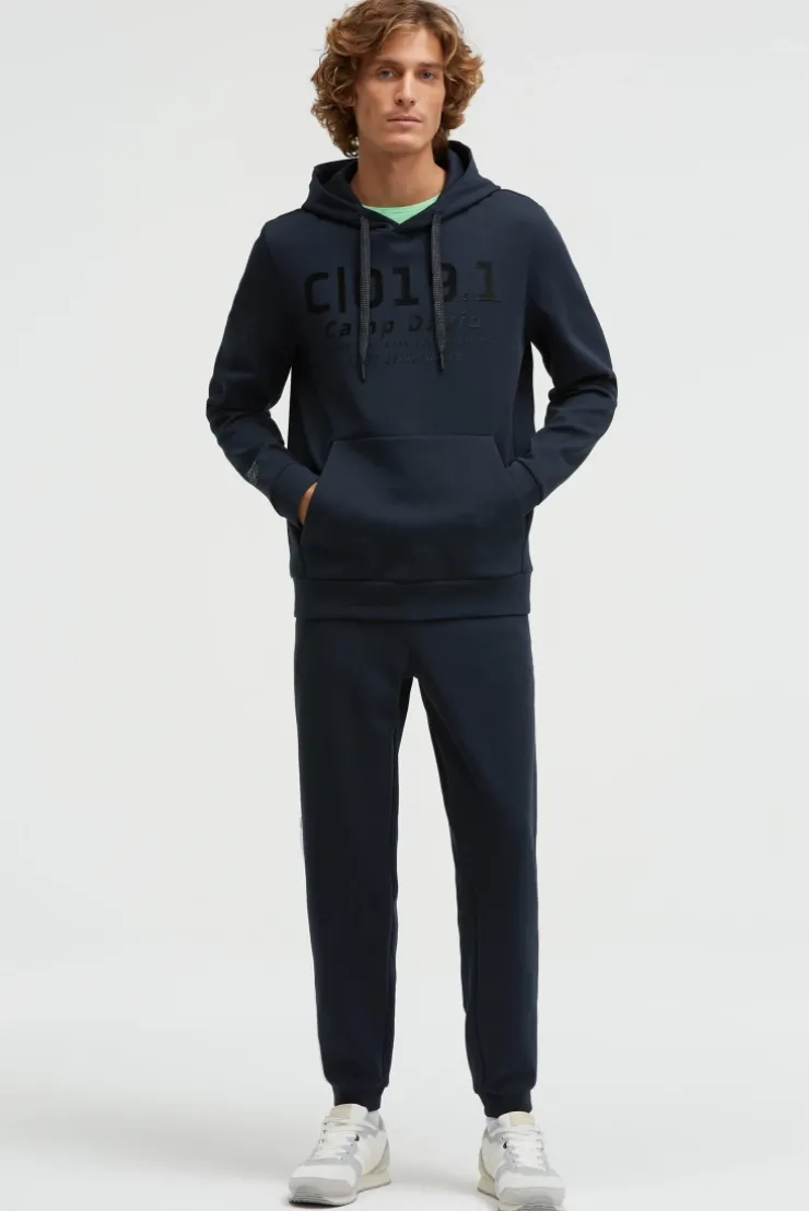 Hoodie aus Interlock mit Frontprint blue navy