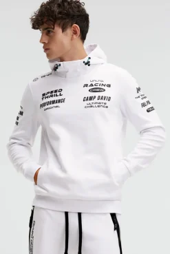 Hoodie aus Interlock mit Rubber Artworks opticwhite