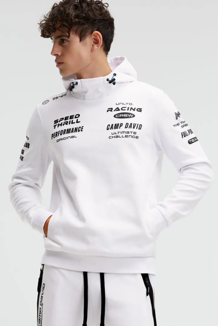 Hoodie aus Interlock mit Rubber Artworks opticwhite
