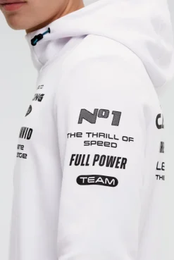 Hoodie aus Interlock mit Rubber Artworks opticwhite