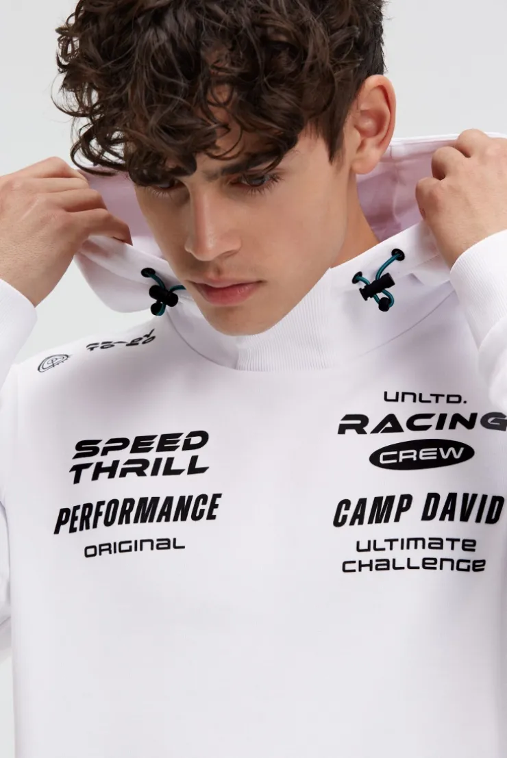 Hoodie aus Interlock mit Rubber Artworks opticwhite