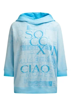 Hoodie mit 3/4-Arm und Wording Prints summer aqua