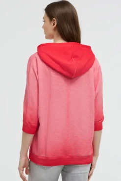 Hoodie mit 3/4-Arm und Wording Prints red orange