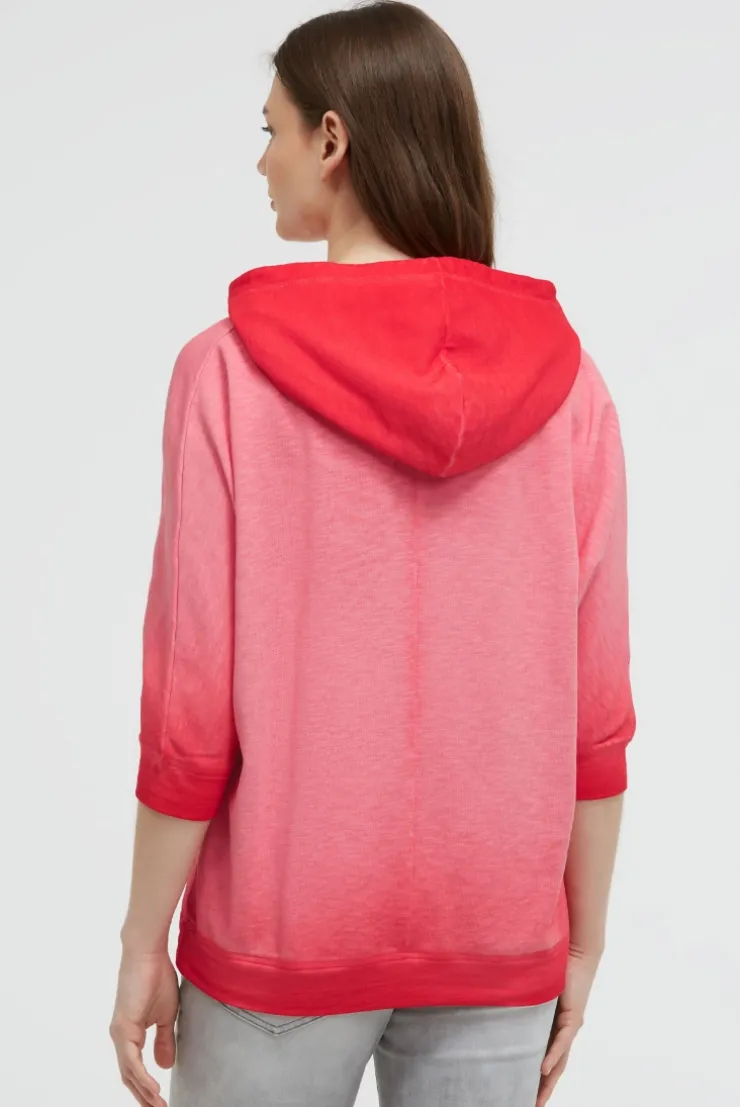 Hoodie mit 3/4-Arm und Wording Prints red orange