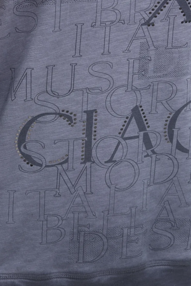 Hoodie mit 3/4-Arm und Wording Prints blue grey