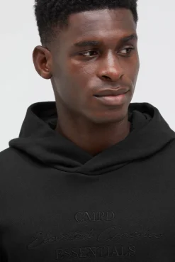 Hoodie mit Twill-Struktur und Stickerei black