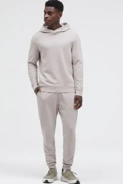 Hoodie mit Twill-Struktur und Stickerei stone