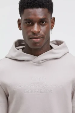Hoodie mit Twill-Struktur und Stickerei stone