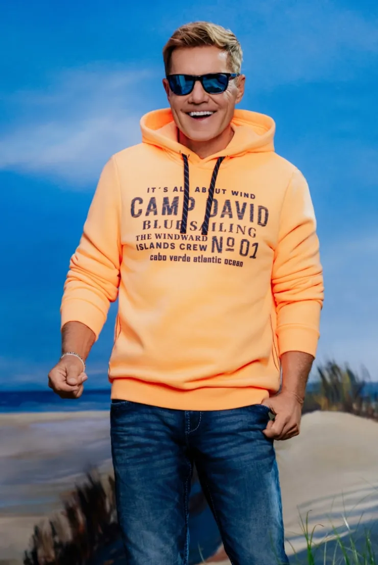 Hoodie mit Wording Print sunrise neon