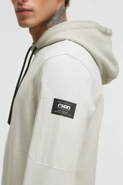 Hoodie Oil Dyed mit tonalen Ärmel-Patches stone