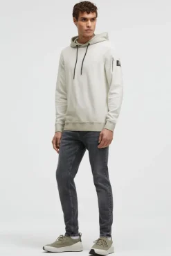 Hoodie Oil Dyed mit tonalen Ärmel-Patches stone