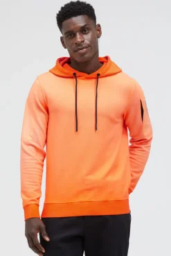 Hoodie Oil Dyed mit tonalen Ärmel-Patches orange