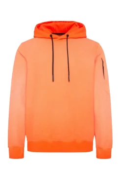 Hoodie Oil Dyed mit tonalen Ärmel-Patches orange