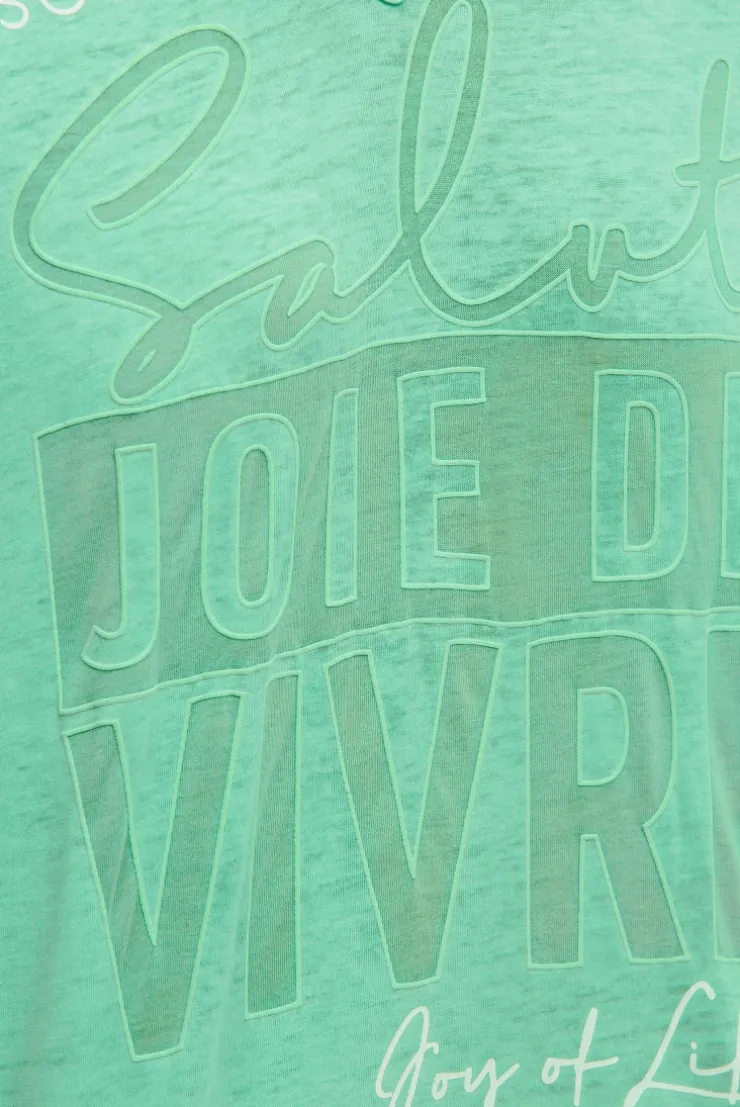 Hoodie-Top mit Ausbrenner-Effekten und Print french mint