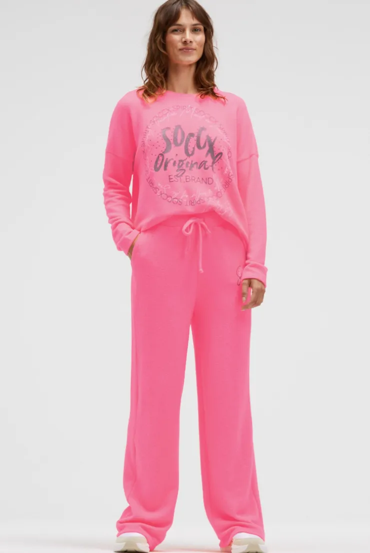 Hose aus Flauschstrick Relaxed Fit neon pink