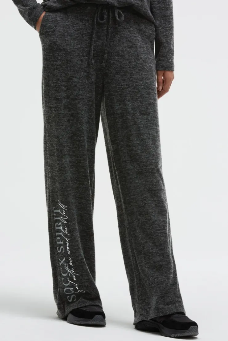 Hose aus Flauschstrick Relaxed Fit black melange