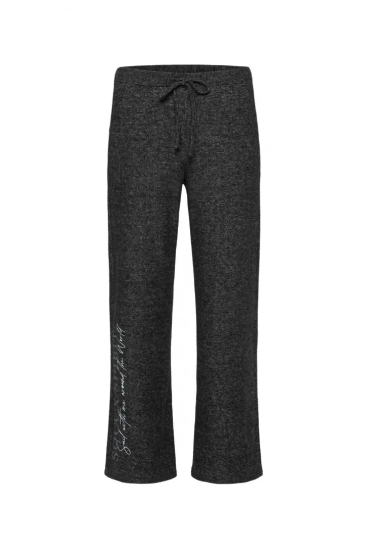 Hose aus Flauschstrick Relaxed Fit black melange