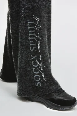 Hose aus Flauschstrick Relaxed Fit black melange