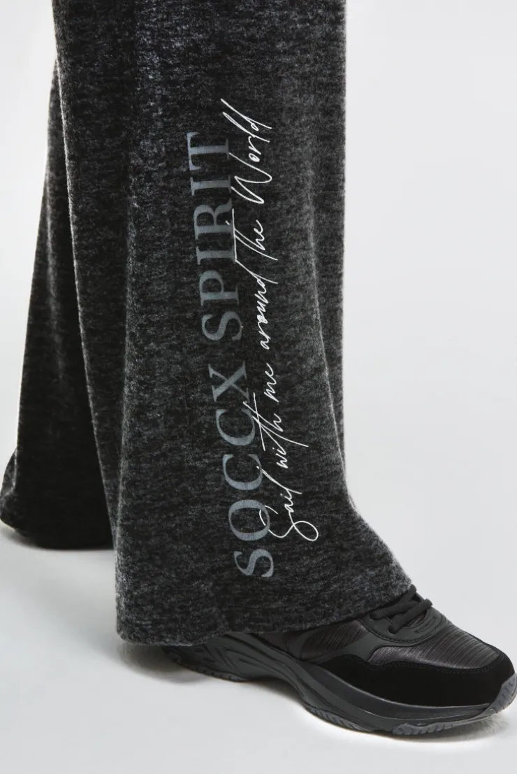 Hose aus Flauschstrick Relaxed Fit black melange