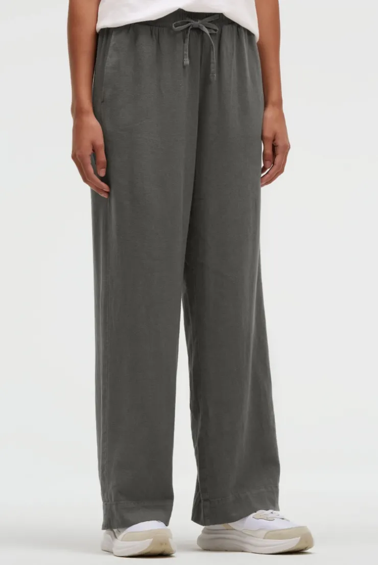 Hose aus Leinen-Mix mit Elastikbund cool khaki
