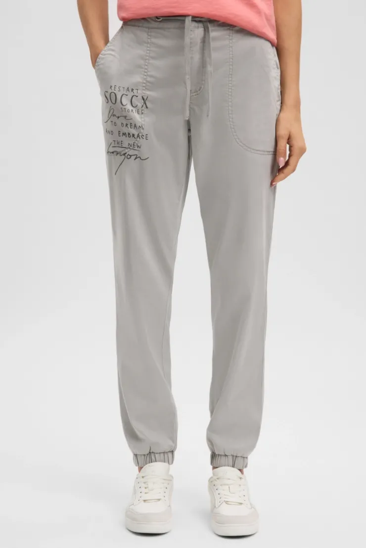 Hose im Joggpants-Stil mit Print fresh grey | XXL