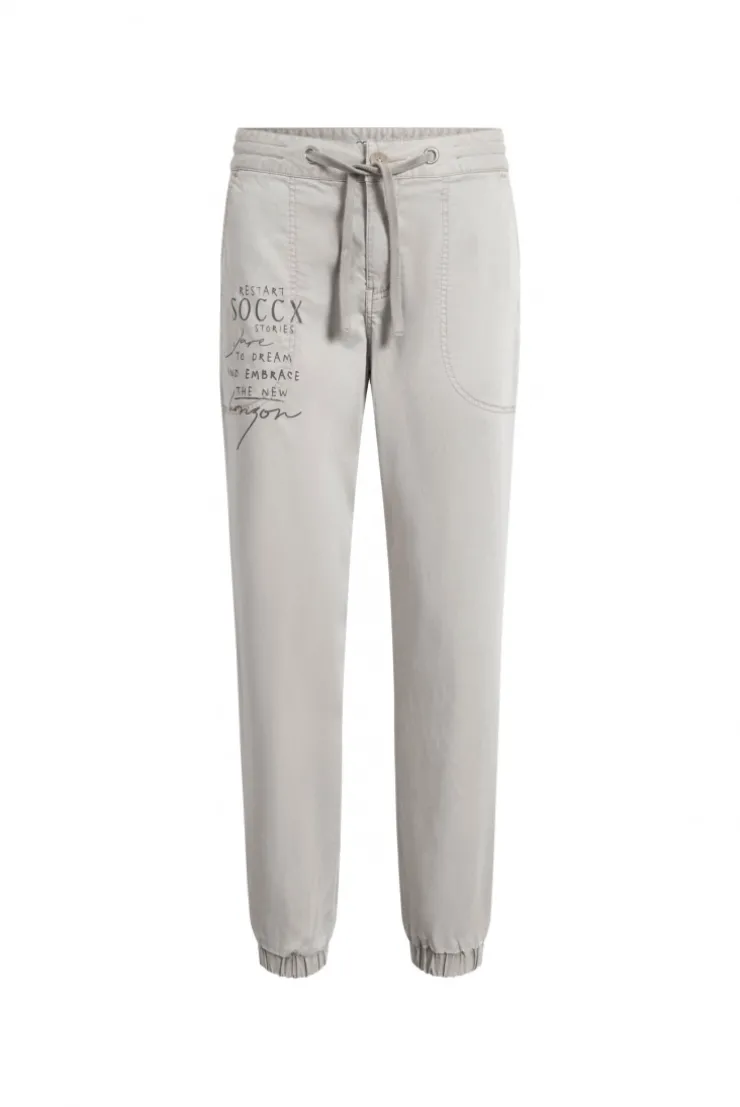 Hose im Joggpants-Stil mit Print fresh grey | XXL